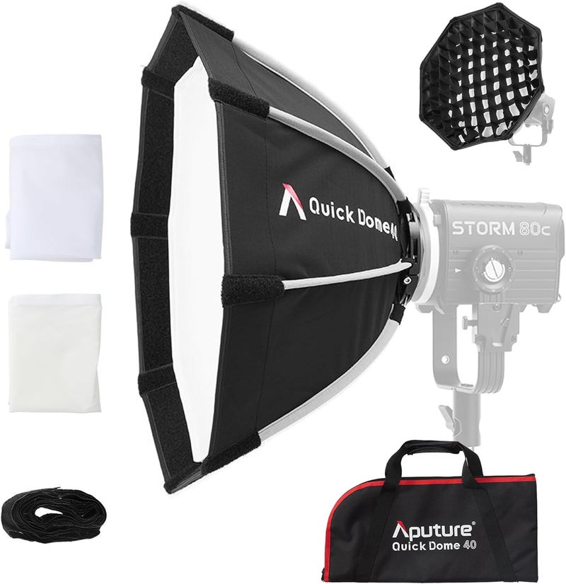 Aputure Light Dome Quick Dome 40 Softbox,40cm(16inch) Circular Bowens Mount with Quick Release Design,Include Diffusion, Light Control Grid, & Carrying Bag for Led Video Light - Image 1